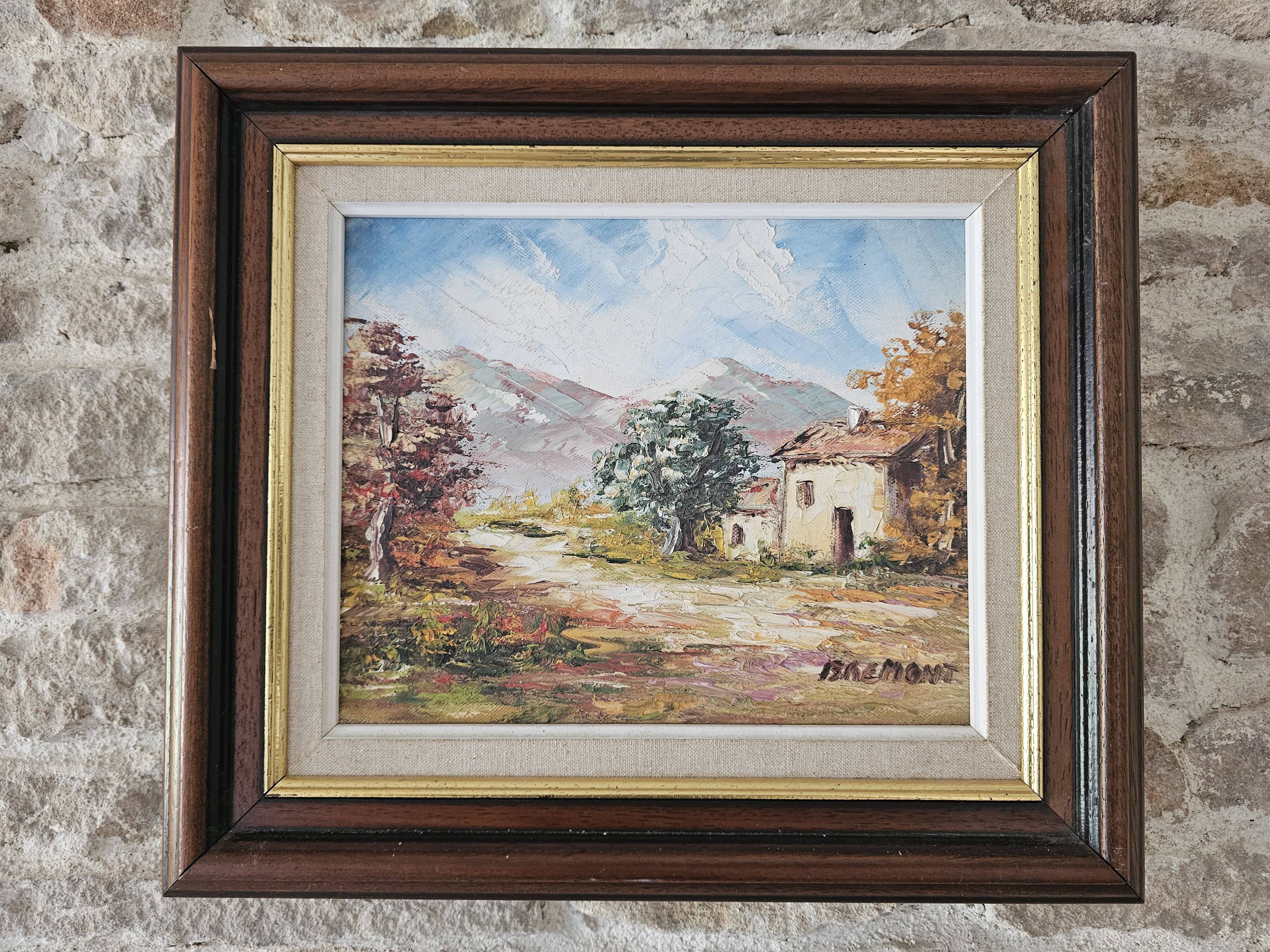 Oil Painting on Canvas Alpine Provence Landscape Signed Bremont