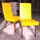 Pair of yellow chairs skaï yellow 60s