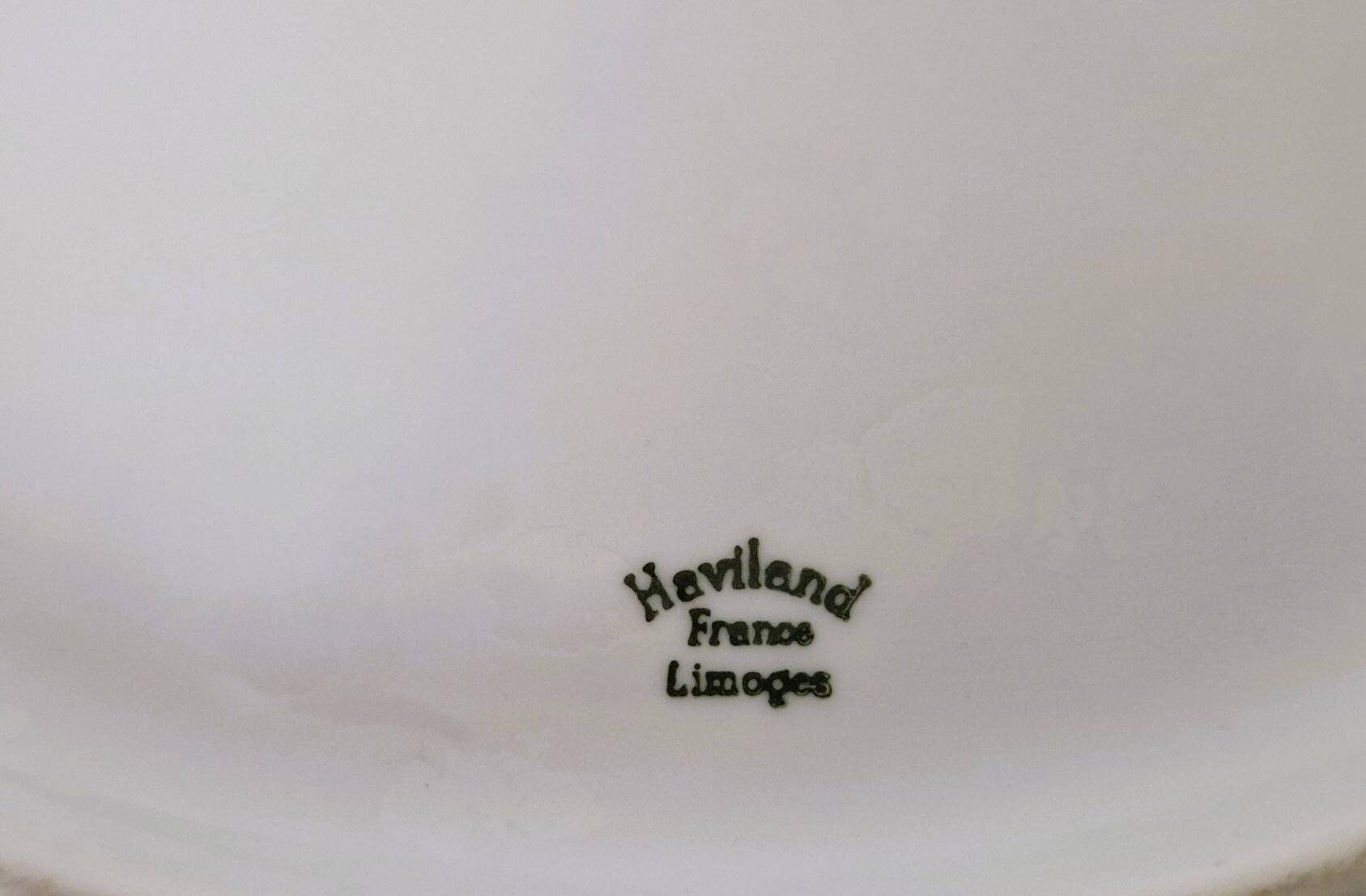 Oval white porcelain soup tureen by Haviland, torso model.