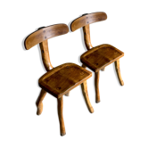 Pair of brutalist olive chairs