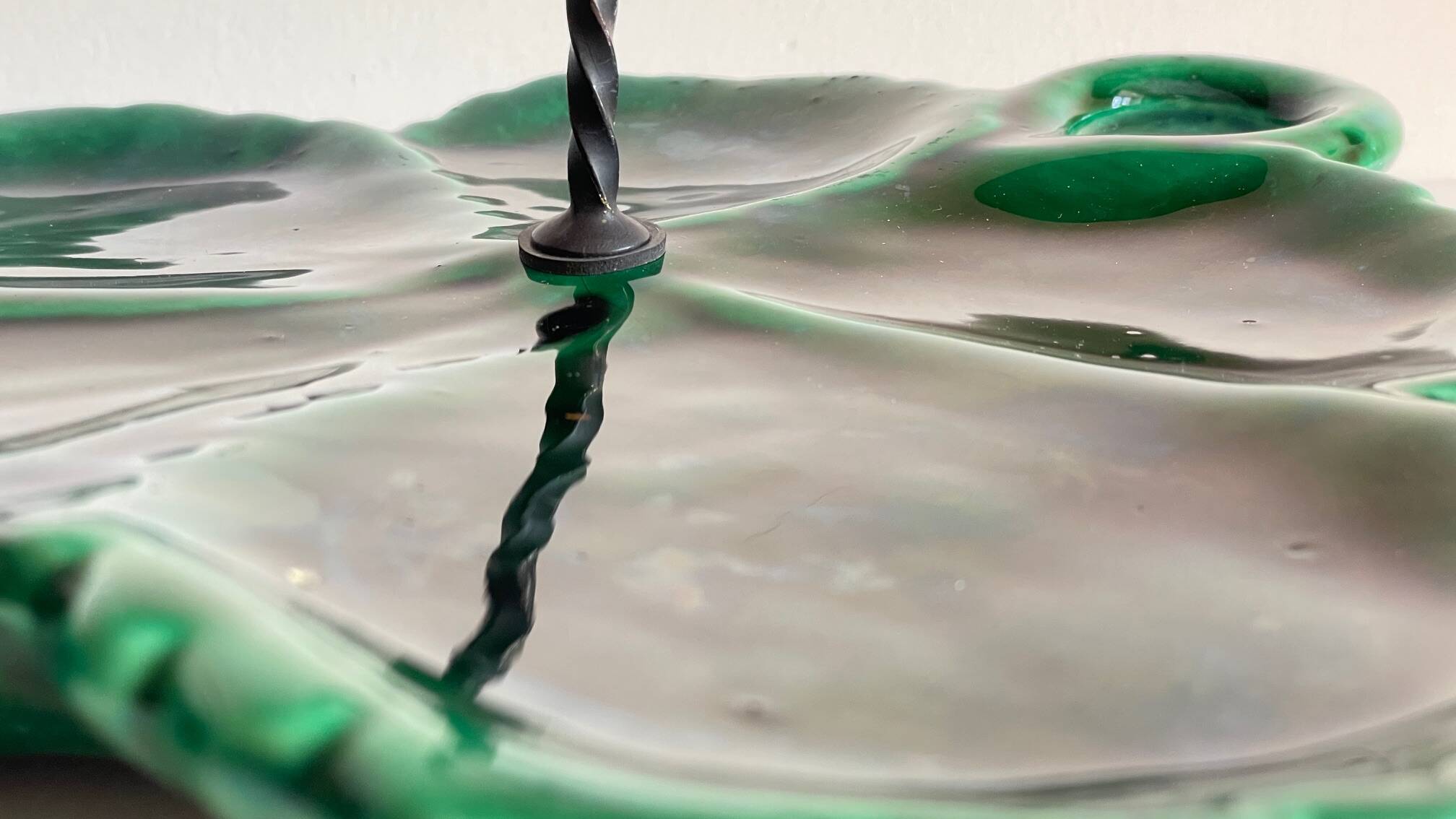 Vintage Glazed Ceramic Barbotine Dish