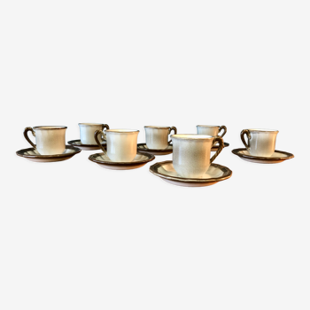 Set of 7 cups and saucer Salins France