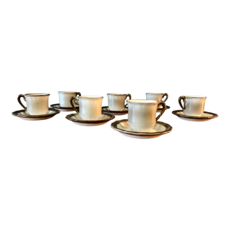Set of 7 cups and saucer Salins France