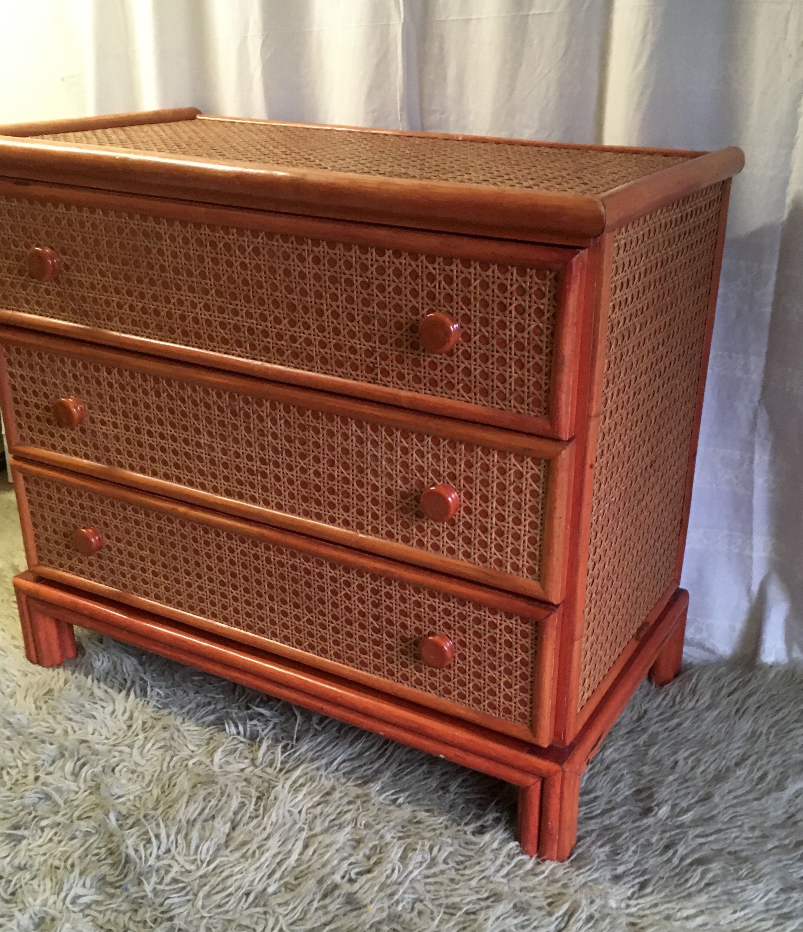 Chest of drawers wood and canning - 80s