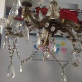 Brass chandelier with 5 branches and pendants