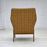 1960s, Danish armchair, furniture wool fabric, teak wood, oak wood.