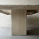 Square coffee table in polished travertine, Italy 1970.