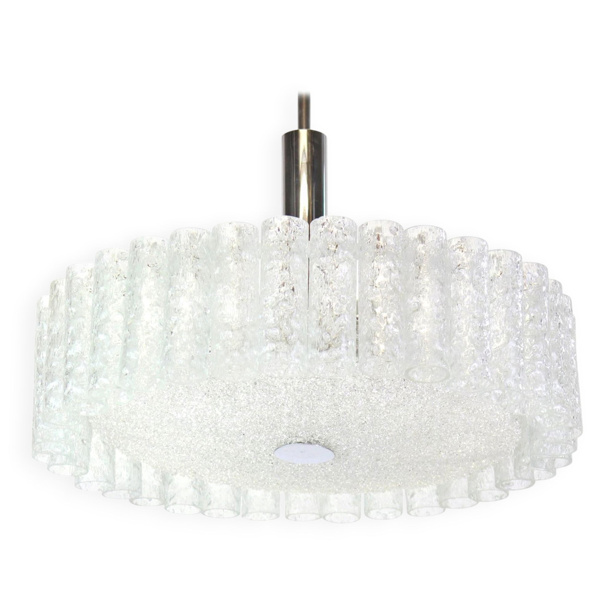 Lustre à tubes de glace en verre Murano par Doria, Allemagne, années 1970