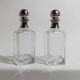 Deux carafes en verre transparent avec des bouchons en argent, barware Art Déco italien des années 1950, cadeau.