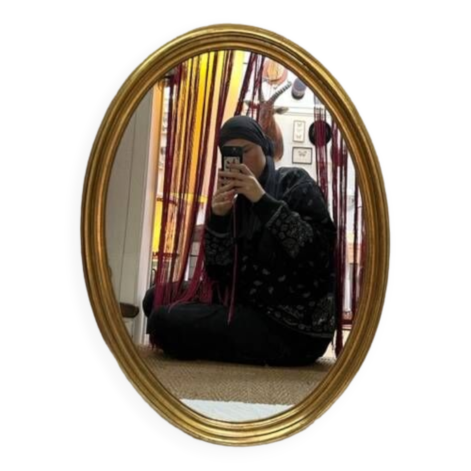 Oval gilded wood mirror 46 x 65