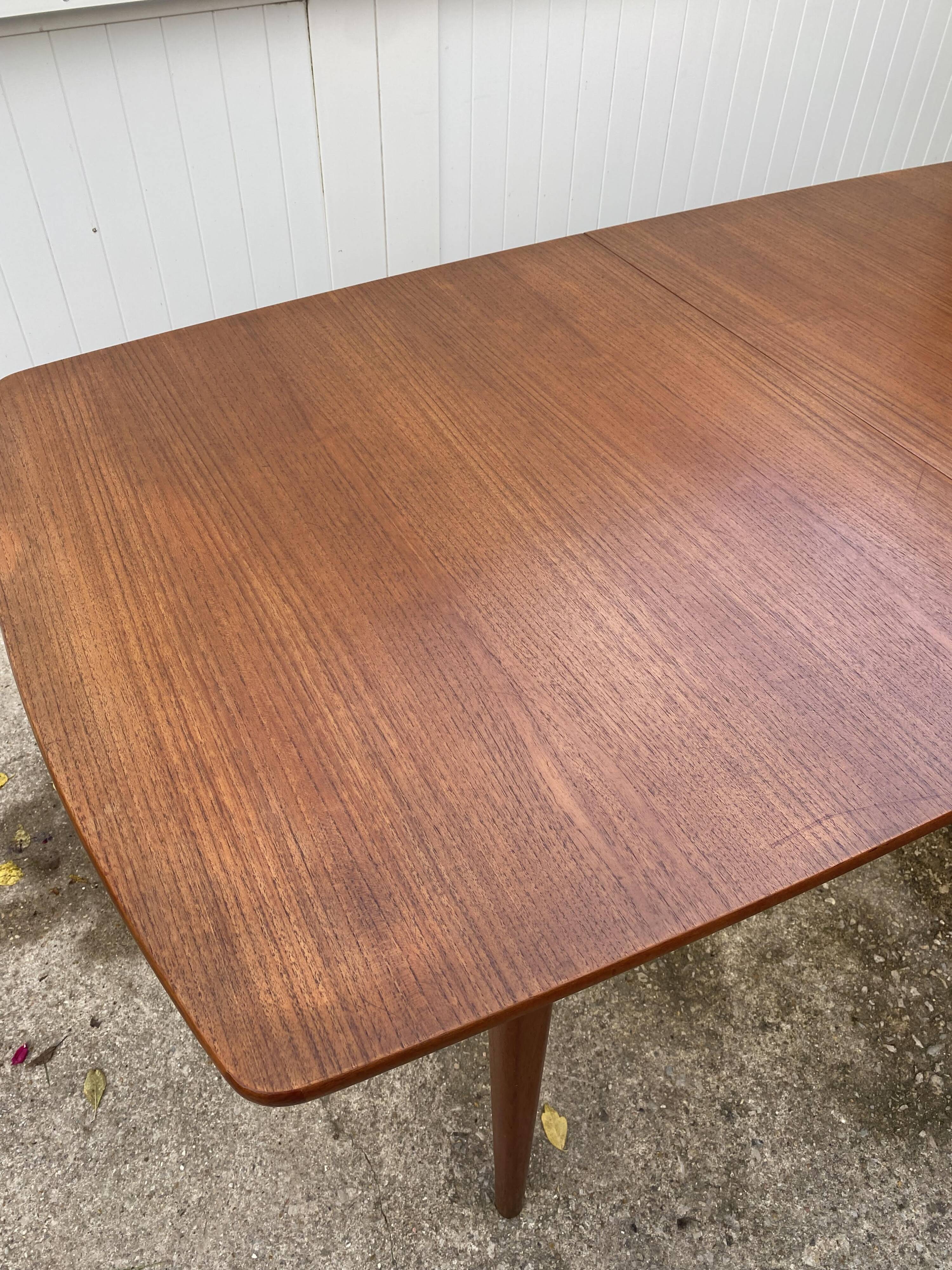Extendable table 2 Scandinavian teak extensions 165/207/249 x 91cm vintage an60