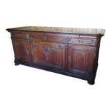 Buffet from the late 19th century with pink-brown marble in Louis XV style.
