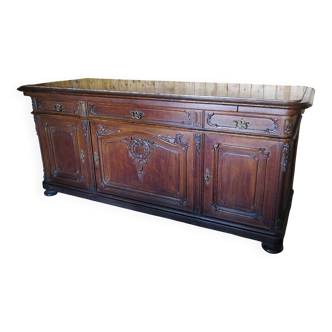 Buffet from the late 19th century with pink-brown marble in Louis XV style.