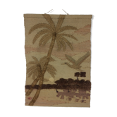 70's jute tapestry with palm trees jungle