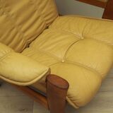 Fauteuil en cuir jaune, design danois, années 1960, production : Danemark