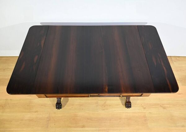 Table, bureau à volets en palissandre massif, époque Restauration, début XIXème
