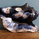 Flamed stoneware shell ashtray in Vallauris style