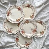 6 polychrome ironstone dinner plates "Wentworth" by Emile Bourgeois