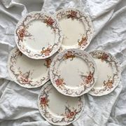 6 polychrome ironstone dinner plates "Wentworth" by Emile Bourgeois