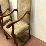 Pair of renaissance style armchairs in tinted beech XX century