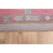 1970s Vintage Turkish Oushak Handmade Wool Cotton Pink Runner Rug 93x327