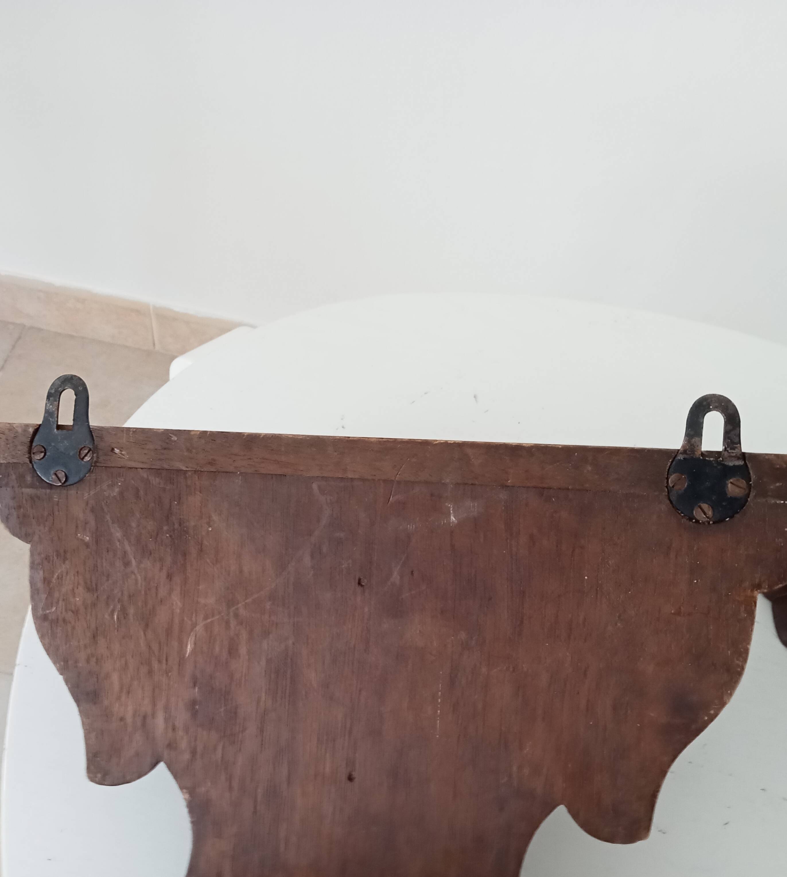 Pair of antique carved wooden shelves