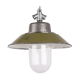 Industrial enamel lamp with glass and cast iron, Poland, 1960s