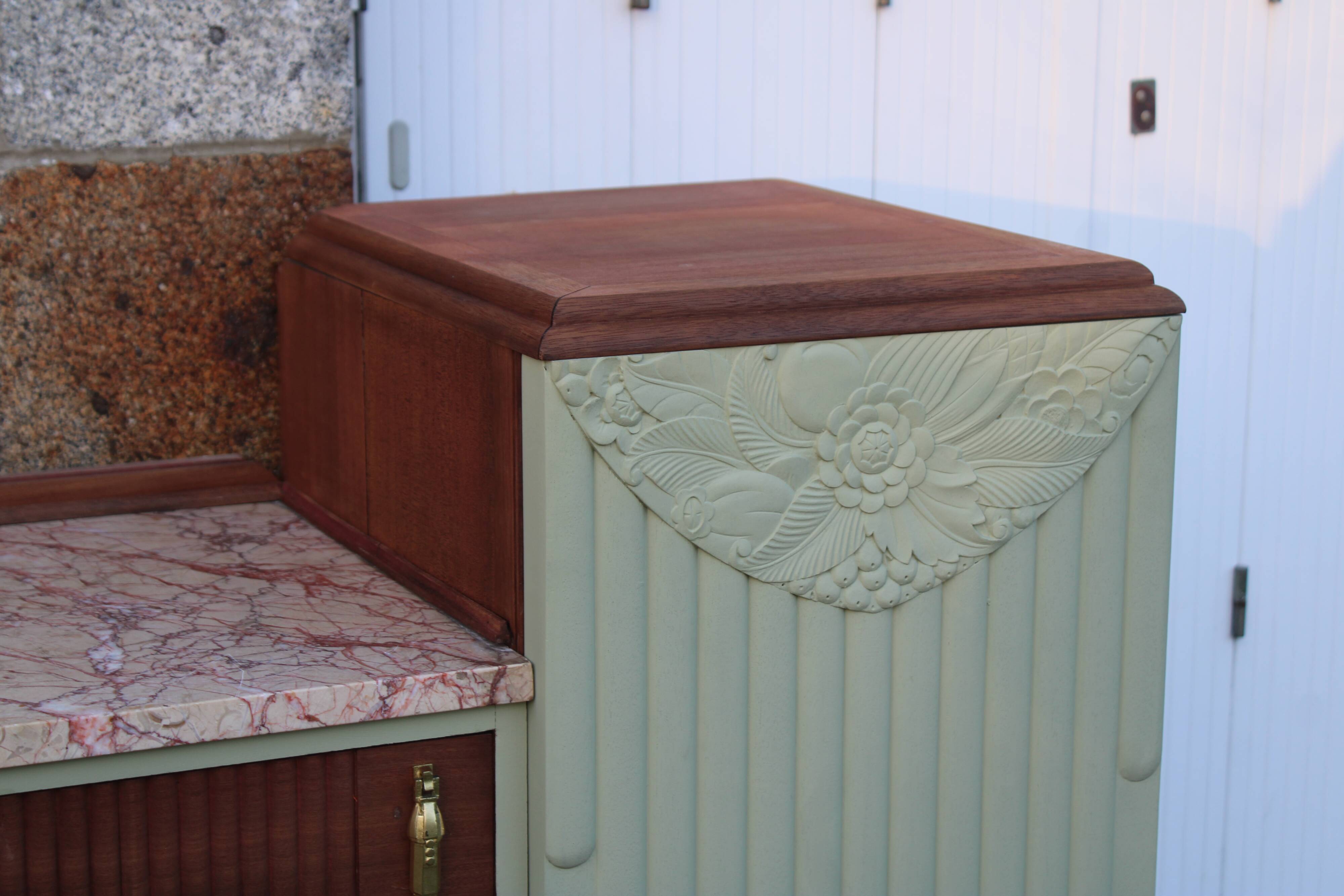 Renovated antique Art Deco sideboard – Lizard Green (Pure & Paint)