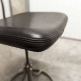Pair of French Army telegraph operator's swivel chairs, new leather