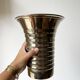 Vintage modernist striped polished aluminium vase