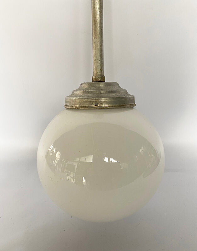 Metal and opaline hanging lamp