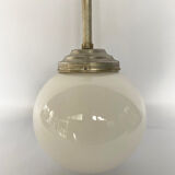 Metal and opaline hanging lamp