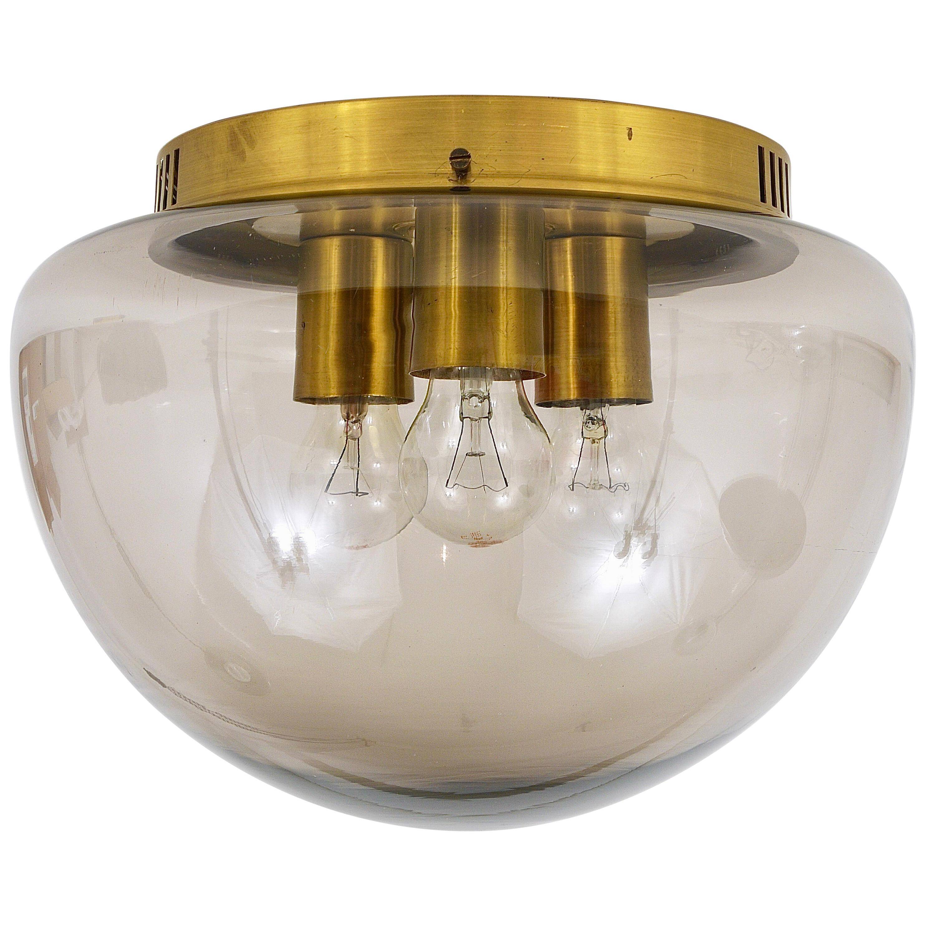 Ceiling light with glass globe in mid-century style by Peill & Putzler, Germany, 1970s.