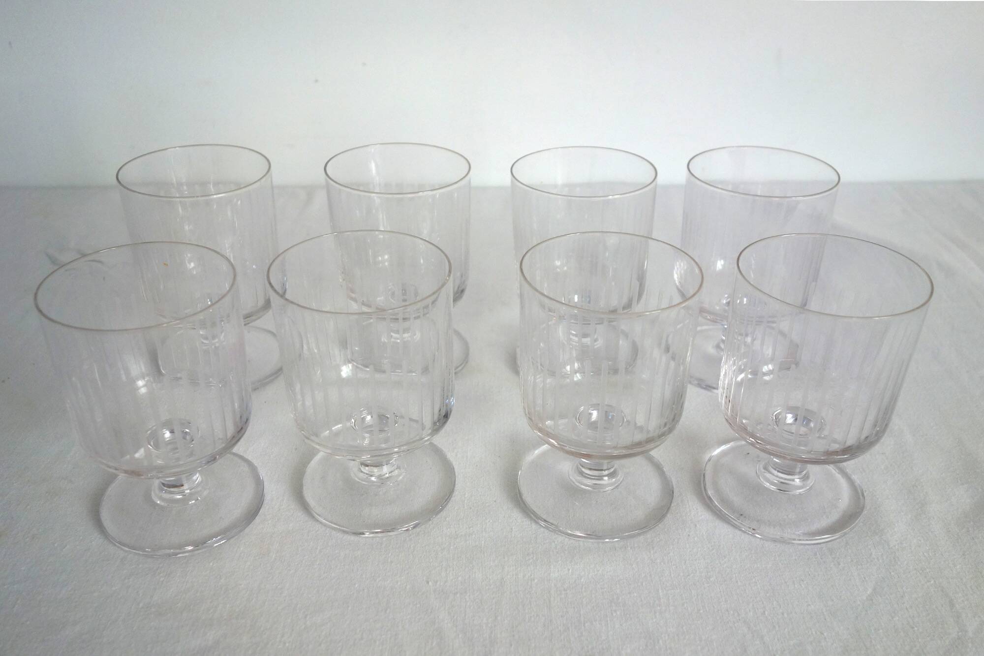 Set of 8 vintage cut crystal water glasses.