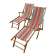 Pair of deckchairs, bayadere fabric, 1970