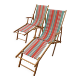 Pair of deckchairs, bayadere fabric, 1970