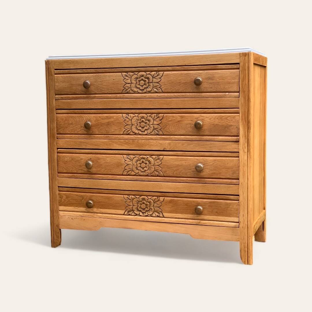 Art deco raw oak chest of drawers 1930