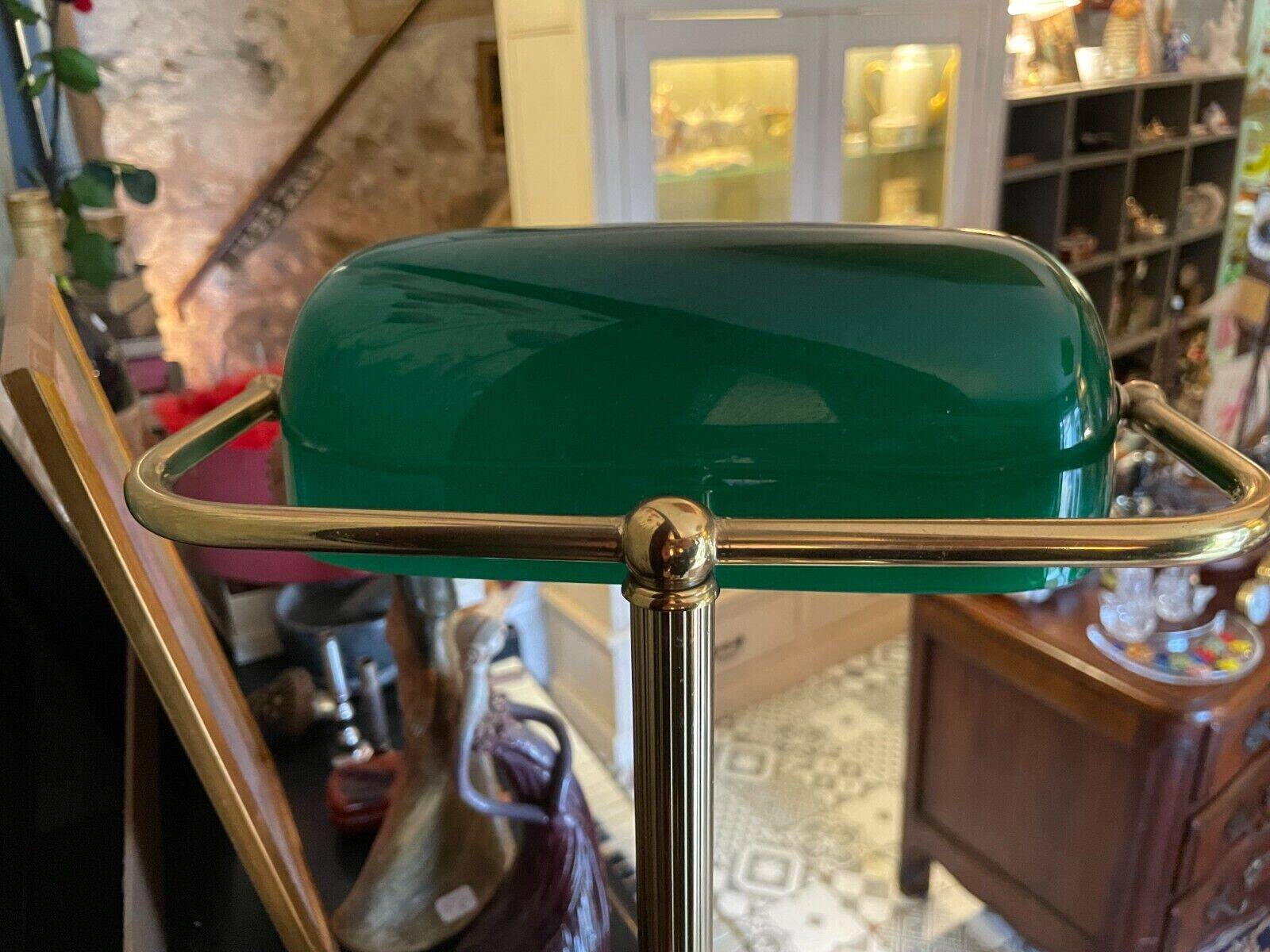 Notary desk lamp, banker, tilting green opaline library