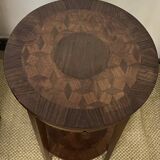 Round pedestal table / side table in wood marquetry