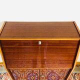 Vintage secretary in varnished mahogany 1970