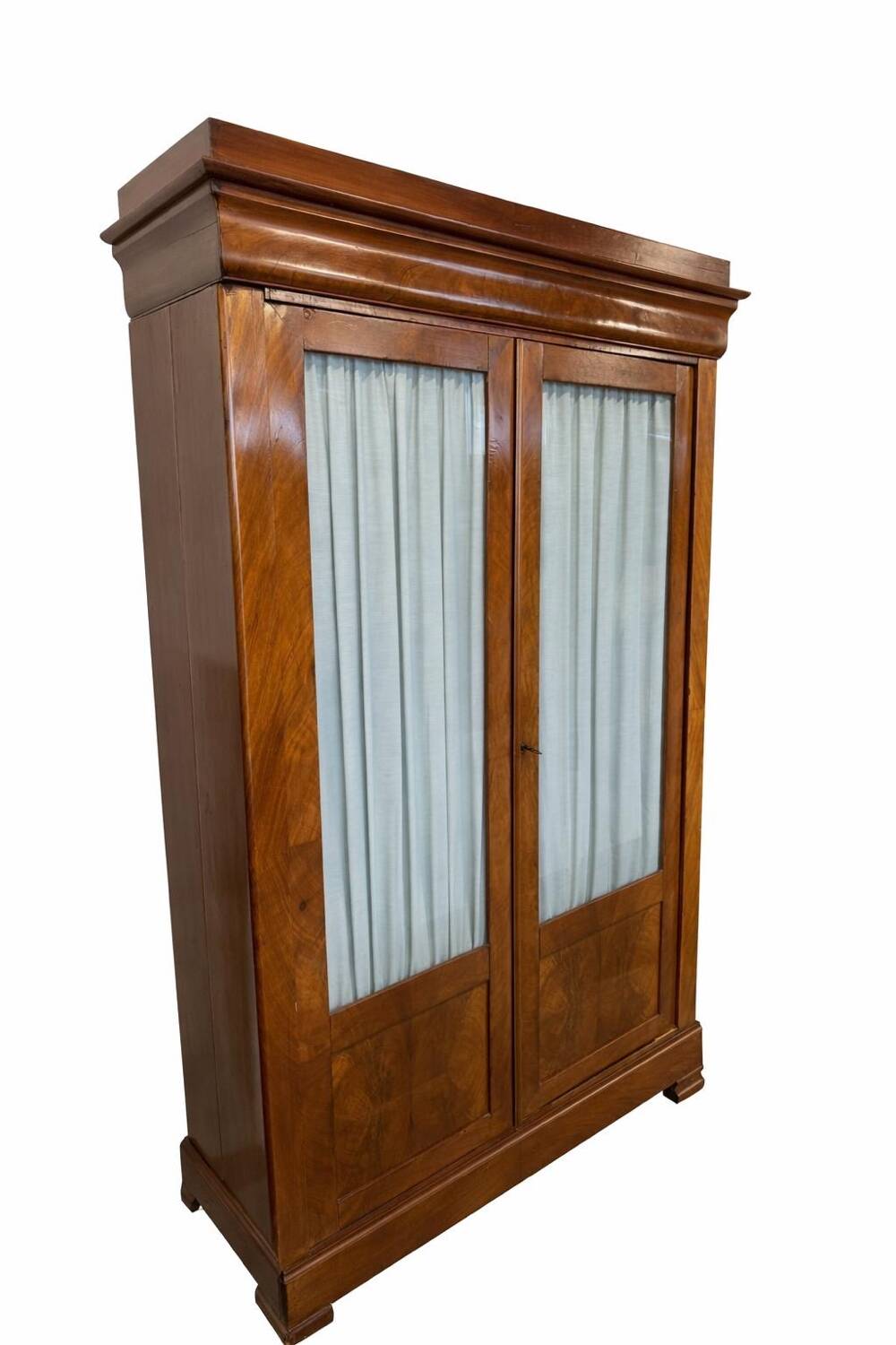 Armoire ancienne en placage d’acajou - portes vitrées - XIXe siècle