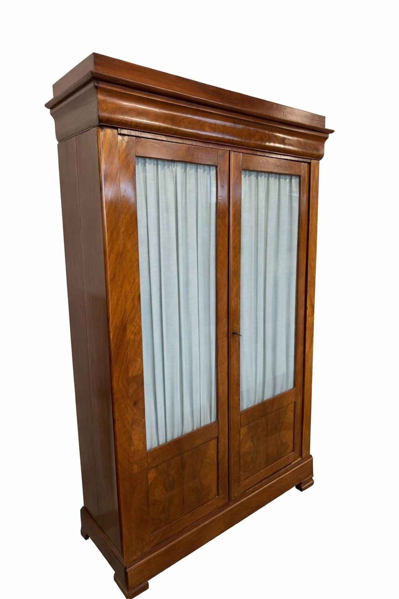Armoire ancienne en placage d’acajou - portes vitrées - XIXe siècle