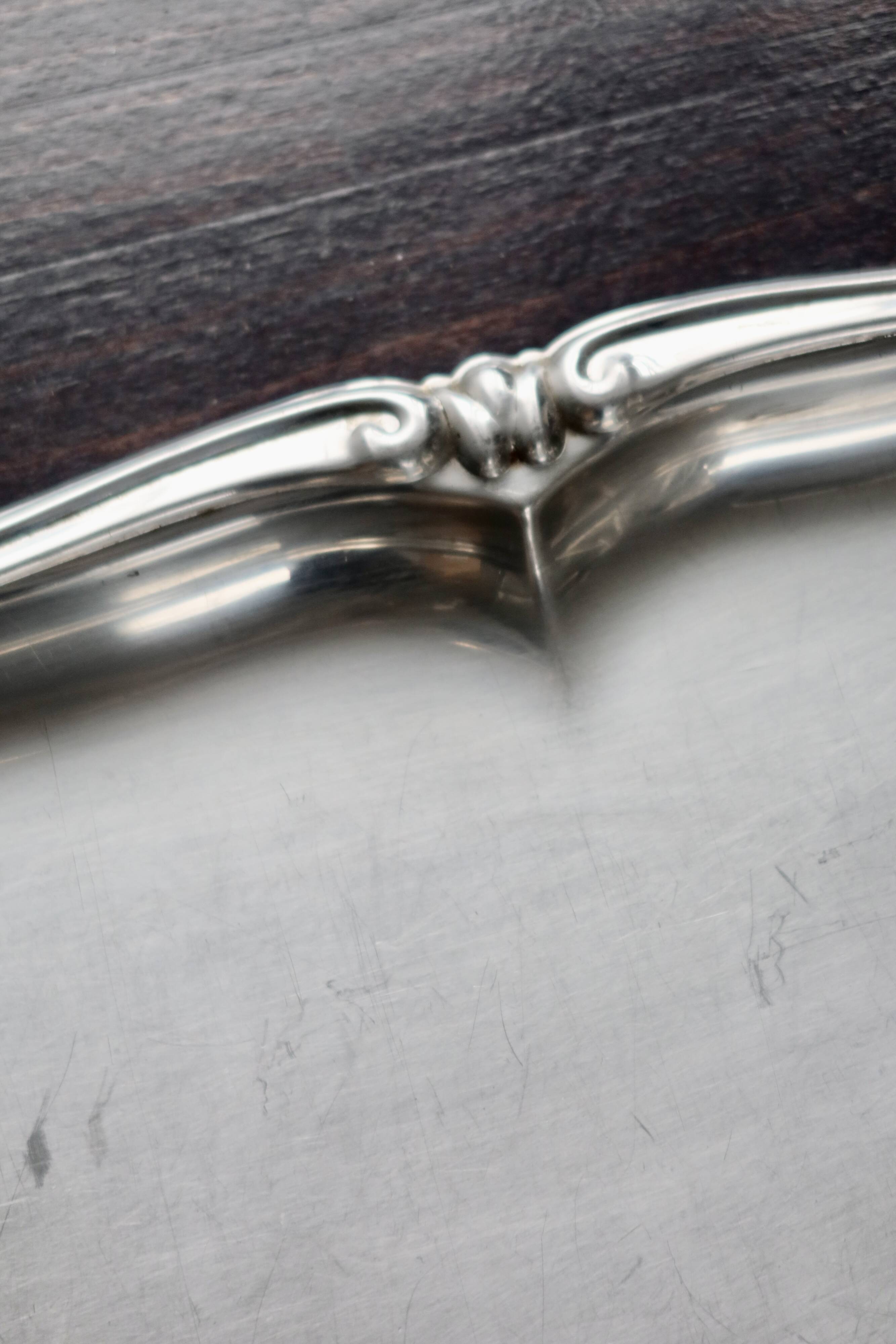 Vintage rectangular stainless steel tray - Rockery edge