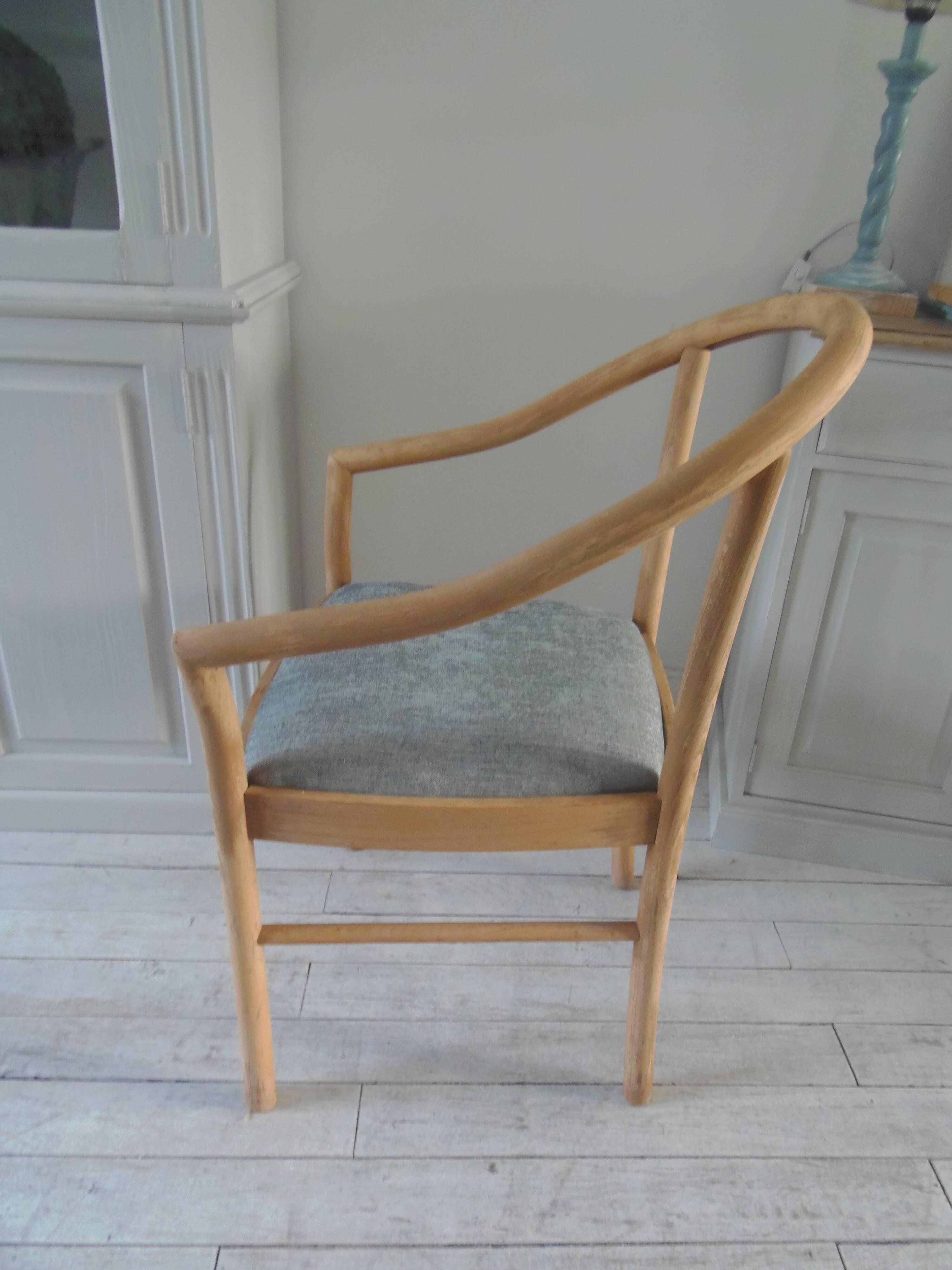 Scandinavian style armchair, beech frame, renovated seat