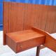 Teak bed with hanging bedside tables from the 60s