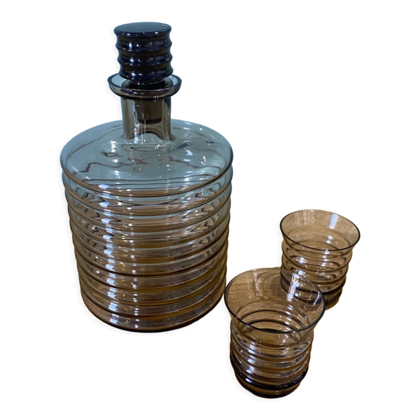 Service à liqueur en verre fumé