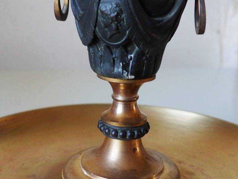 French antique crystal bronze and brass cornet soliflore vase from the early 1920s.