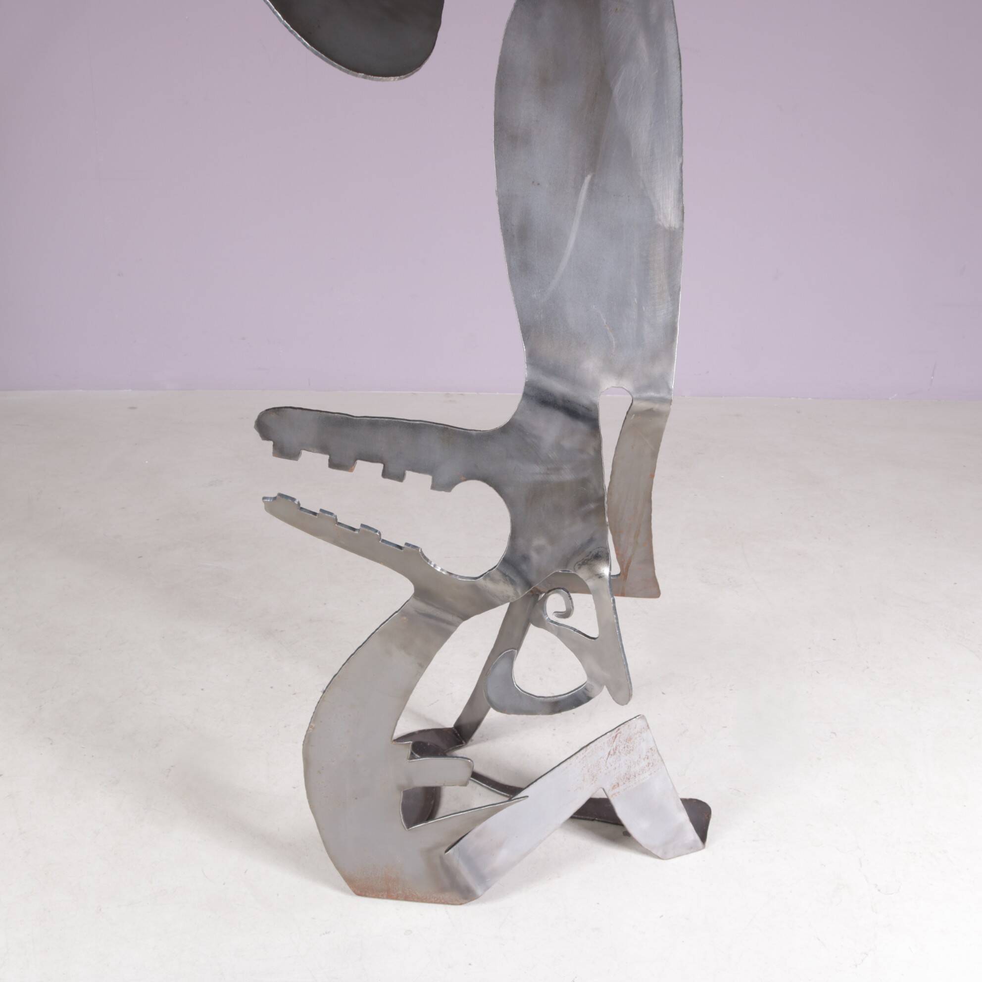 1990s abstract metal sculpture named: mensch mit mensch Guido Hafner German