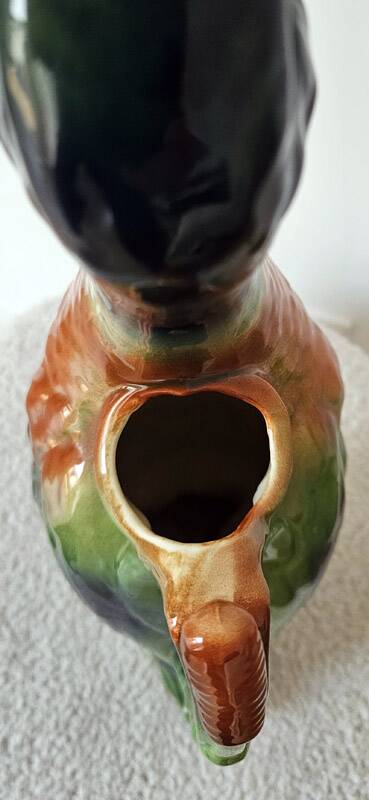 Large duck jug in Saint-Clément earthenware – signed – vintage