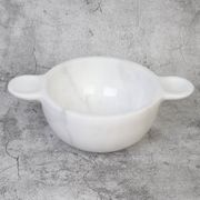 Gabriella – White Natural Marble Bowl with handles  | L 32cm W 20cm H 10cm
